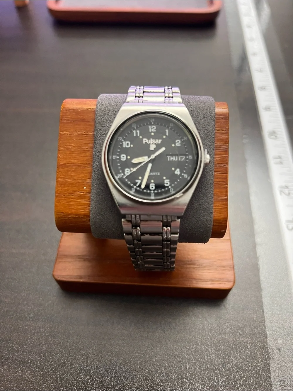Pulsar Silver tone Stainless Steel Watch with Black Dial